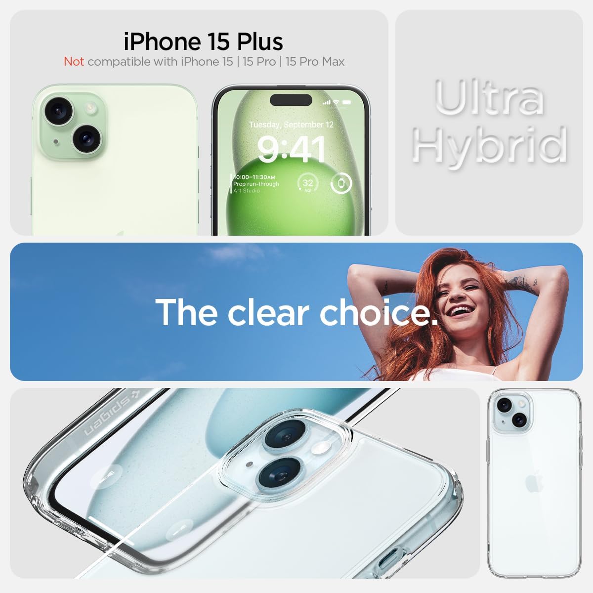 Spigen iPhone 15 Plus Pack (Screen protector + Crystal Flex Clear