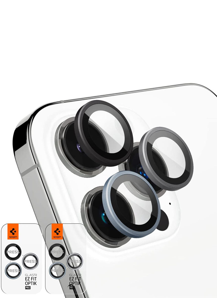 Spigen GlasTR EZ Fit Optik Pro - Protector de pantalla para lente de cámara  [GlasTR EZ Fit Optik Pro] diseñado para iPhone 15 Pro Max/iPhone 15