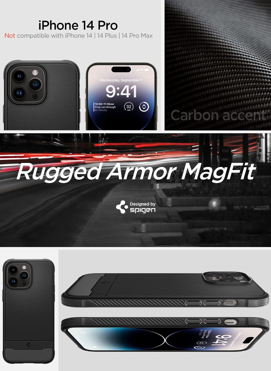 iPhone 14 Pro Case - SPIGEN Rugged Armor (MagFit) 